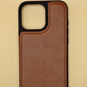 iPhone 16 Pro Max Wallet Case Magnetic Clasps RFID Shockproof-Brown-Sold